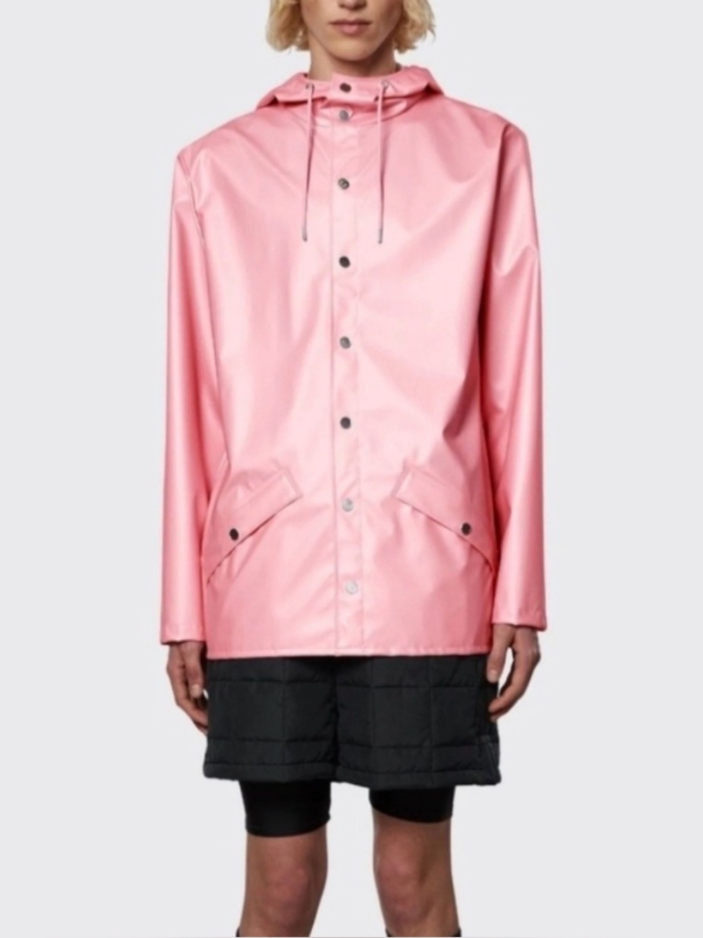 Rains Pink Hooded Trench Raincoat Small